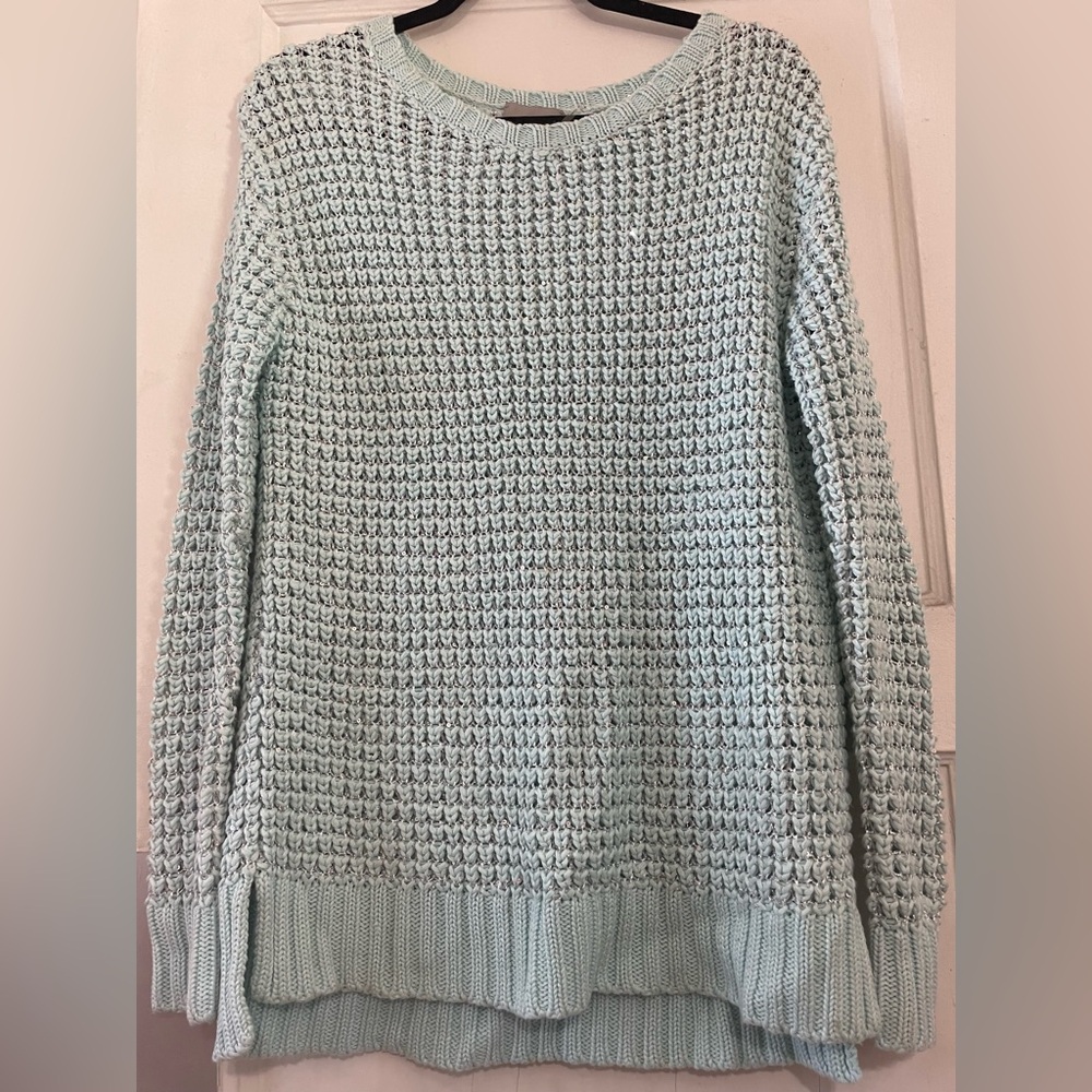 Women's mint green shiny Knit Sweater